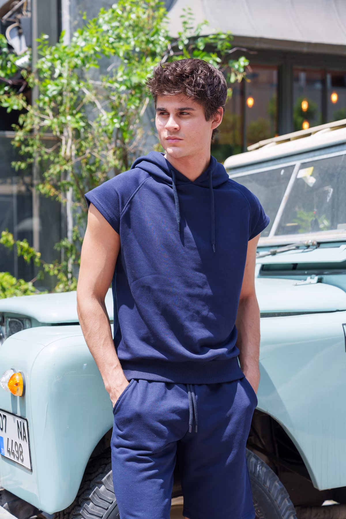 Gmesg Kapüşonlu Kolsuz Hoodie Sweatshirt - Lacivert