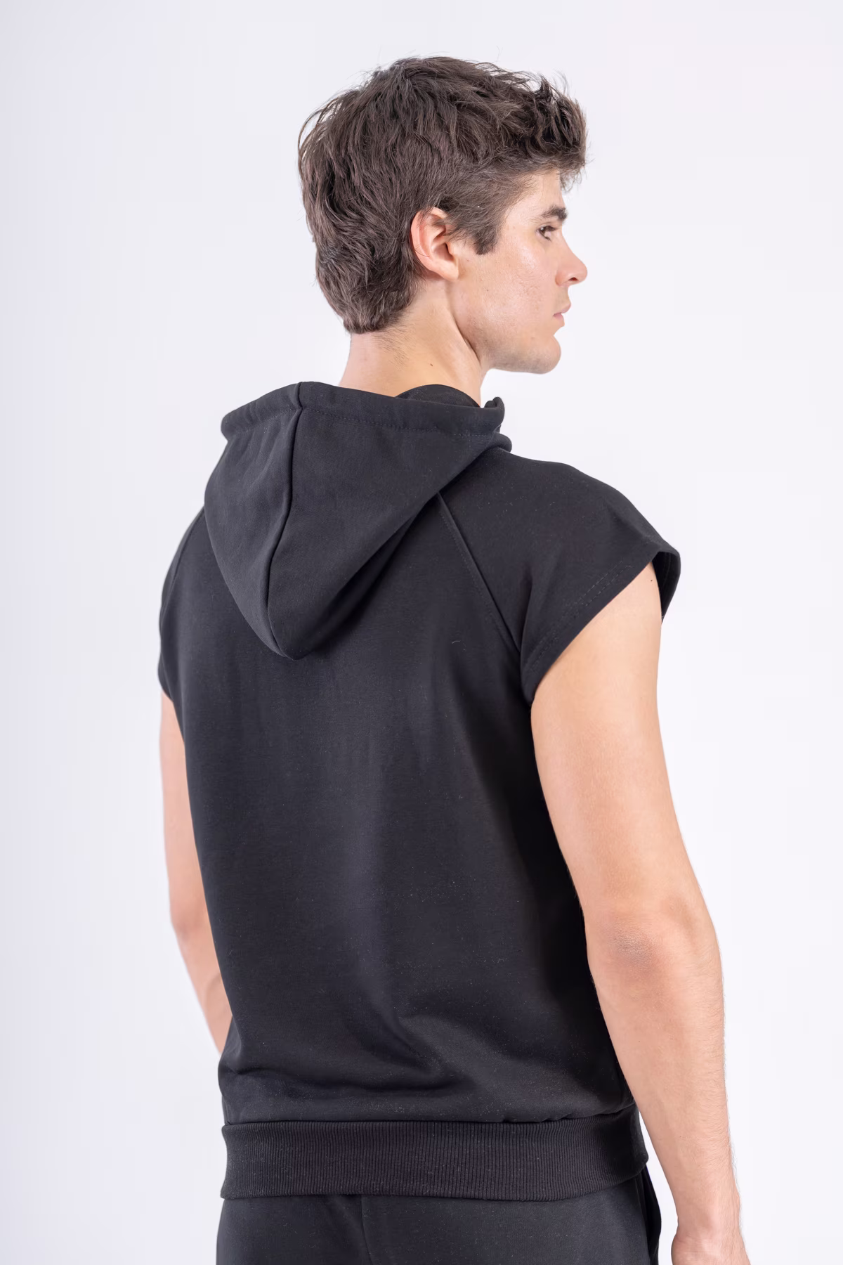 Gmesg Kapüşonlu Kolsuz Hoodie Sweatshirt - Siyah - Görsel 5