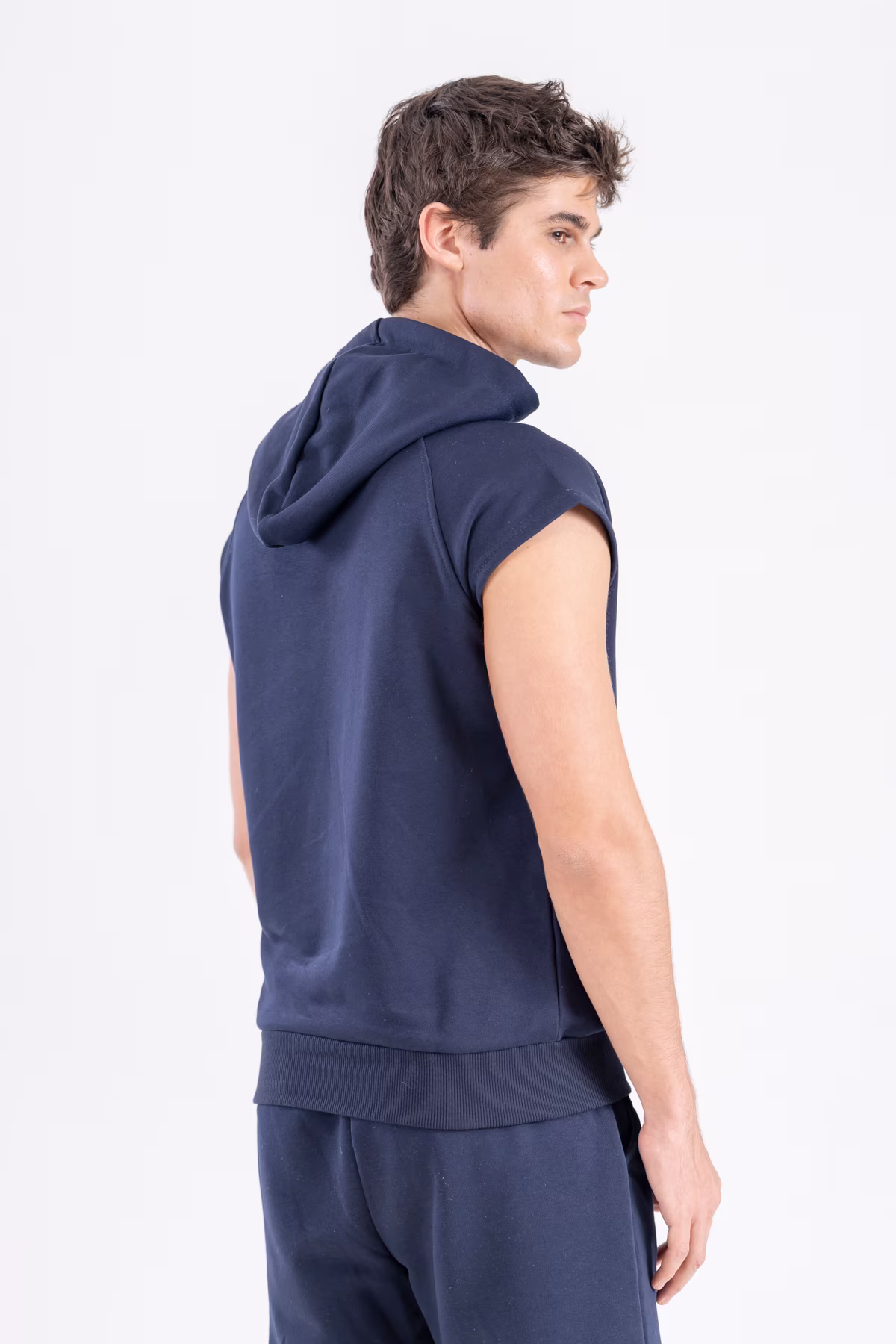 Gmesg Kapüşonlu Kolsuz Hoodie Sweatshirt - Lacivert - Görsel 5