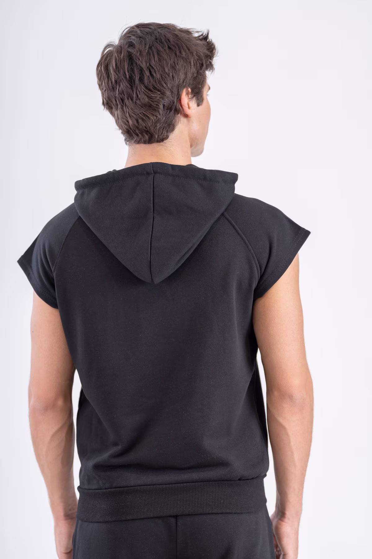 Gmesg Kapüşonlu Kolsuz Hoodie Sweatshirt - Siyah - Görsel 6