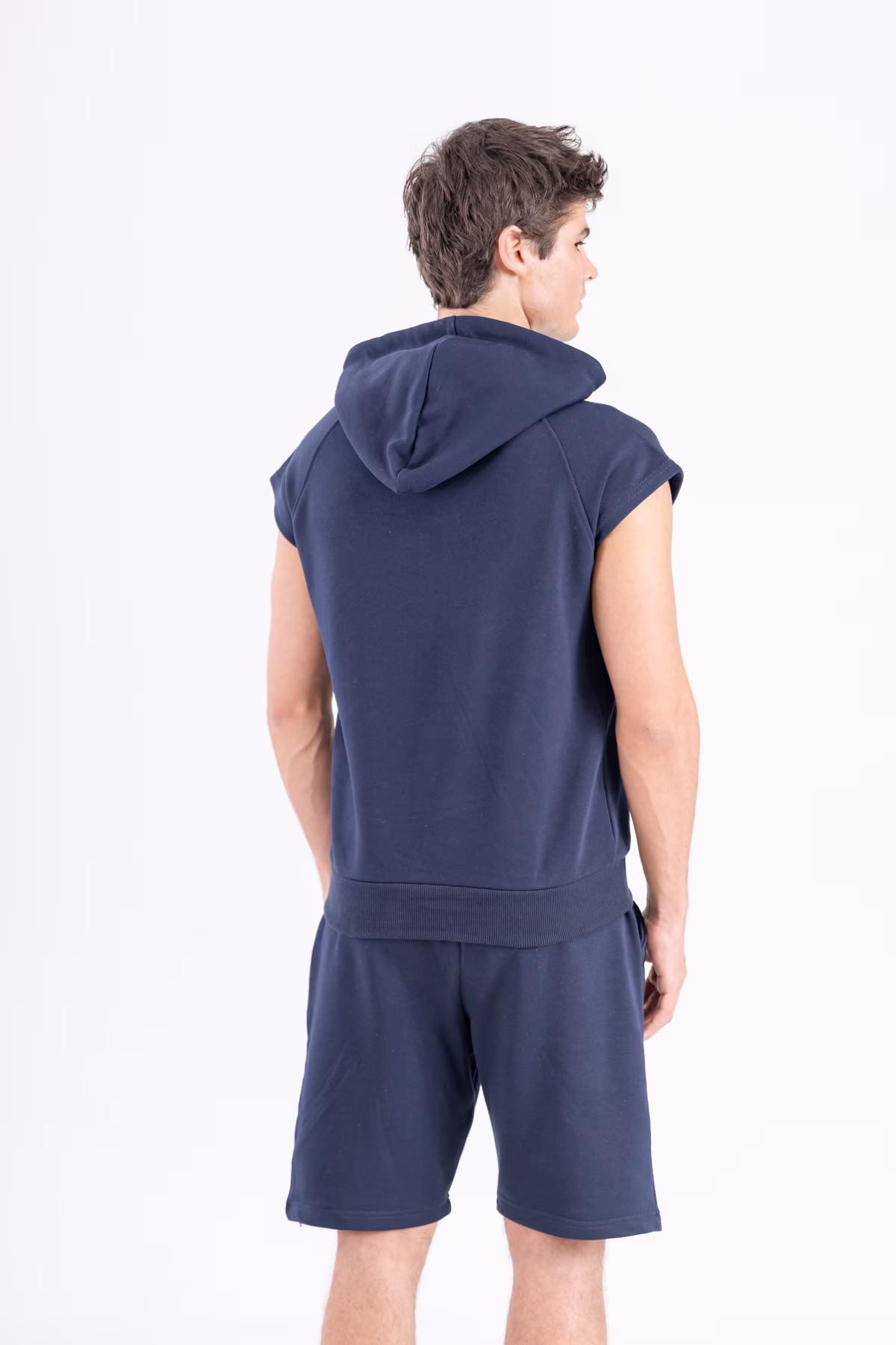 Gmesg Kapüşonlu Kolsuz Hoodie Sweatshirt - Lacivert - Görsel 6