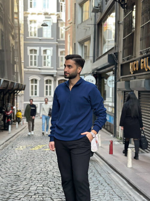 Gmesg Fermuarlı Kazak - İndigo