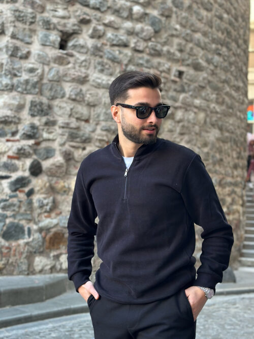 Gmesg Fermuarlı Kazak - Siyah